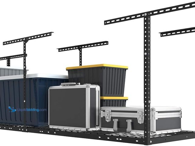 Lot 49-5572367 - FLEXIMOUNTS 2x8 Overhead Garage Ceiling Storage Rack Organization, Black unused