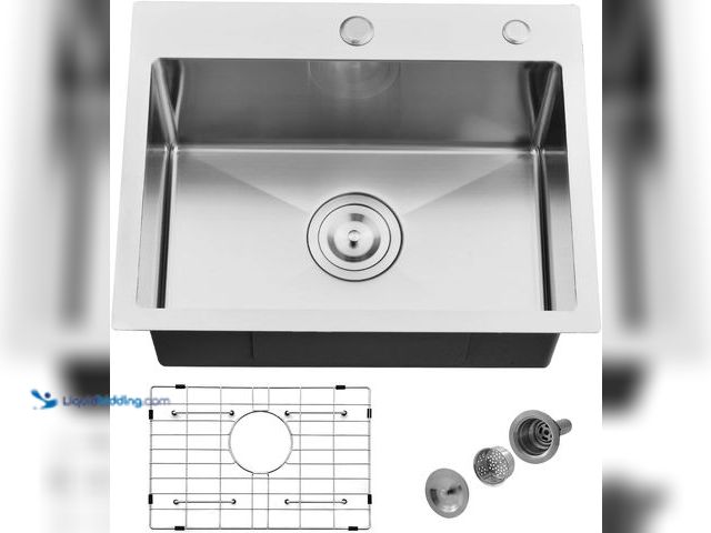 Lot 49-5453223 - 20 Inch Drop in Kitchen Sink, 20" x 16" Single Bowl Outdoor Kitchen Sink 16 Gauge Stainless Steel To...