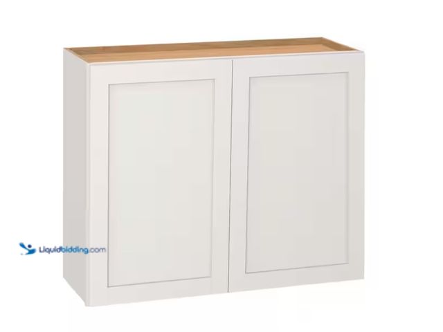 Lot 49-1571320 - Hampton Bay Westfield Feather White Shaker Stock Assembled Wall Kitchen Cabinet (36 in. W x 12 in. D...