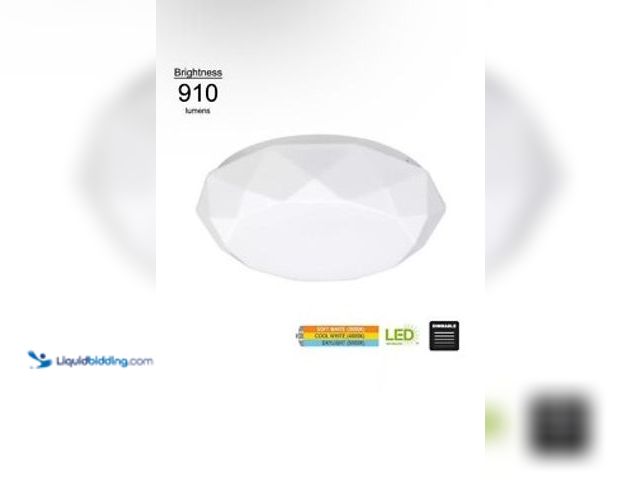 Lot 49-5487303 - HB 12 in. White Dome Diamond Cut LED Flush Mount Ceiling Light Fixture 910 Lumen New