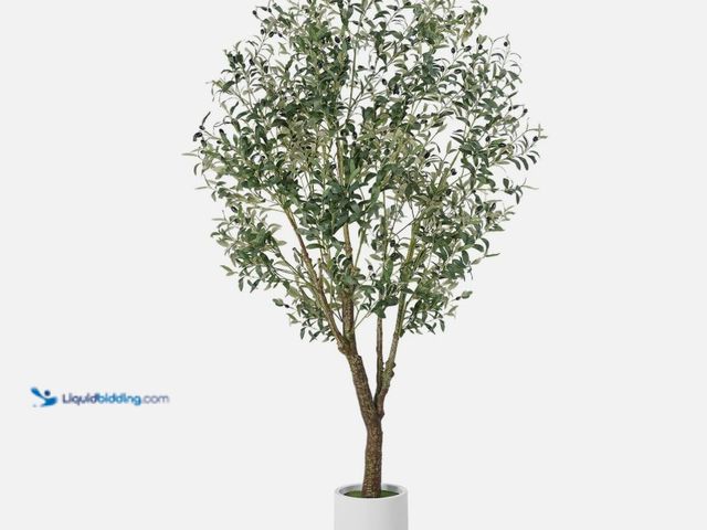 Lot 49-5574181 - Artificial Olive Tree 7FT, Indoor Fake Silk Plant with Realistic Trunk.