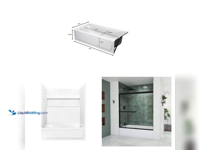 Lot 49-5477878 - Bootz Industries
Aloha 60 in. x 30 in. Bathtub, NexTile 60 in. x 30 in. x 60 in. Surround and 56-60...