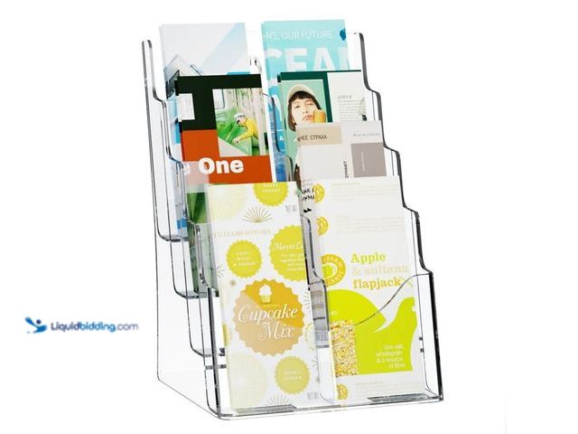 Lot 49-1557307 - VEVOR Acrylic Brochure Holder 8.5 x 11 inch, 4-Tier Clear Acrylic Literature Display Stand, Plastic ...