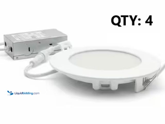 Lot 49-3631568 - (4-Pack) J&H LED 5" Adjustable 5CCT Integrated LED Canless Recessed Light Trim 800 Lumens Kitchen Ba...
