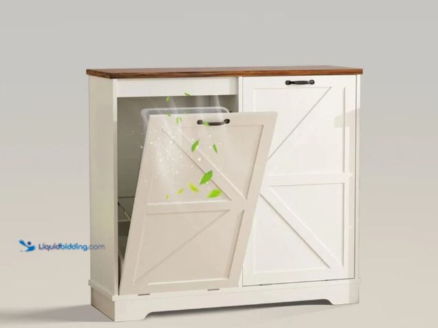 Lot 49-1555597 - Double Tilt Out 13 Gallon Hidden Trash Can Cabinet for Kitchen, Model# L1B026BS0M, Unused.  Ref#BULK...