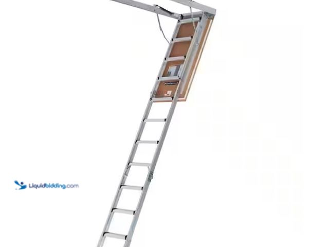 Lot 49-1575436 - Louisville Ladder Energy Efficient 7 ft. 8 in. to 10 ft. 3 in., 25.5 in. x 54 in. Insulated Aluminum...