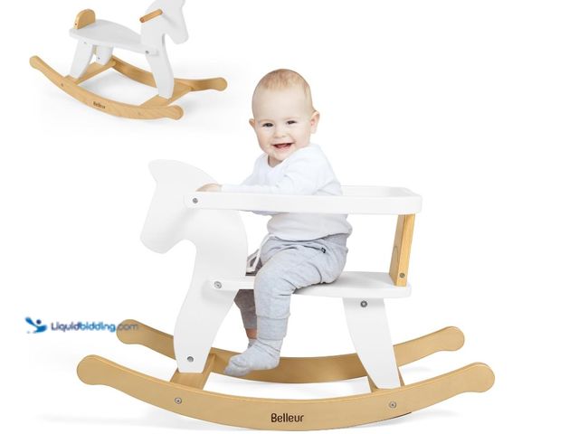 Lot 49-1566999 - Belleur Rocking Horse for Kids 1-3 Years Old, Wooden Rocking Toy for Toddlers with Removable Fence f...