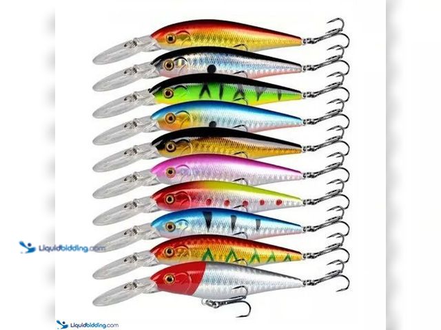 Lot 49-5388873 - Lot of 10 Crankbait Fishing Lures 4.33" 10.5g - NEW - The set includes a variety of colorful and rea...