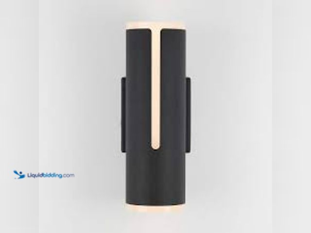 Lot 49-5415411 - Artika Linea Black Modern Dusk to Dawn Integrated LED Outdoor Hardwired Garage and Porch-Light Cylin...