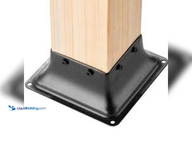 Lot 49-1629141 - VEVOR 4x4 Post Base 4 Pcs, Inner Size 3.6"x3.6" Post Base Brackets, Heavy Duty Powder-Coated Post An...