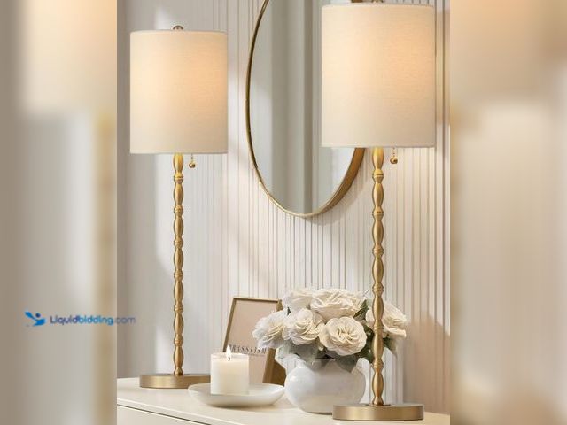 Lot 49-3431553 - BRASSLISM Buffet Lamps Set of 2, 28.5" Tall Brass Finish Lamps for Entryway, Hallway, Console Table,...