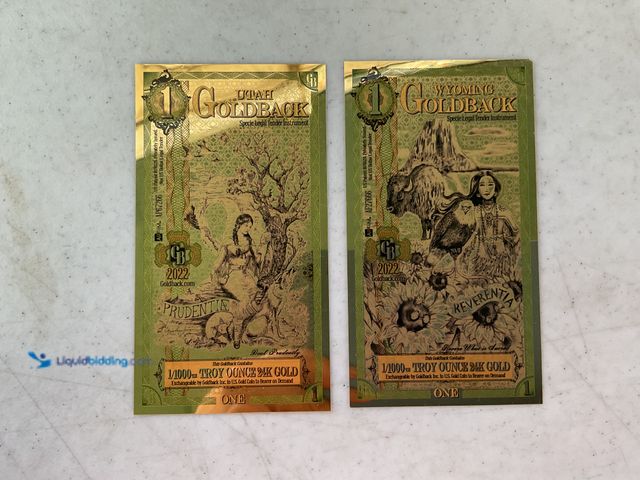 Lot 49-1505533 - LOT OF 2 1/1000TH TROY OUNCE 24K GOLD WYOMING GOLDBACKS #COINS1211