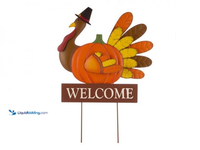 Lot 49-1548131 - Glitzhome 30.00"H Thanksgiving Metal Turkey Yard Stake/Hanging Wall Decor (Two Function) Model #2006...