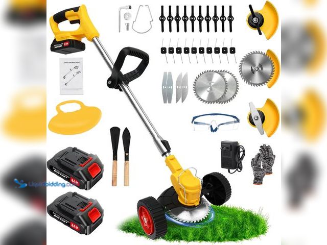 Lot 49-5484455 - 24V Electric Weed Wacker Cordless Grass Trimmer with 2x2000mAh Batteries & Fast Charger, 3 in 1 Stri...