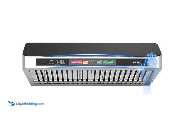 Lot 49-1631956 - BRANO Under Cabinet Range Hood 30 Inch with Voice/Gesture/Touch Control, 900 CFM Kitchen Hood Vent w...