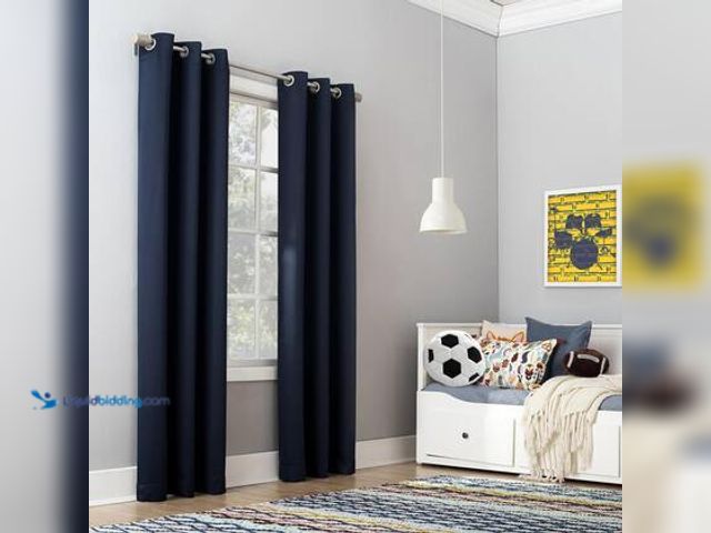 Lot 49-5572212 - QTY 3 -  Sun Zero Riley Kids Bedroom Navy Polyester 40 in. W x 84 in. L Grommet Blackout Curtain (Si...