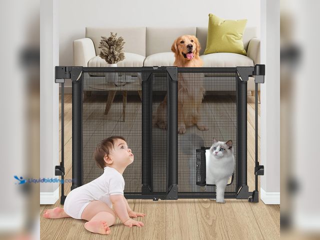 Lot 49-5560005 - Upgraded 28-43" No Bottom Bar Baby/Dog Gate for House/Stairs/Doorways Use | Heavy-duty Hardware Moun...