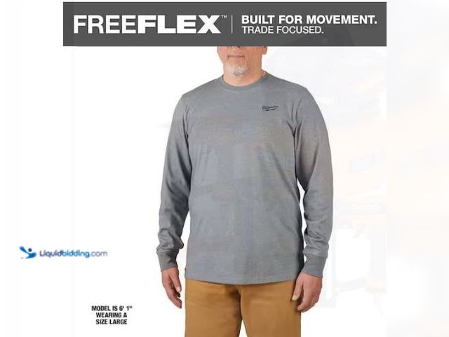 Lot 49-3432569 - Milwaukee Men's Large Gray Cotton/Polyester Long-Sleeve Hybrid Work T-Shirt, Model # 604G-L, Unused....