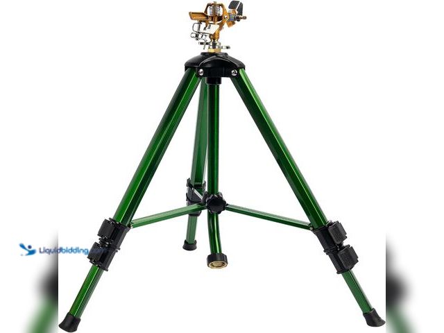 Lot 49-5453731 - Hourleey Impact Sprinkler on Tripod Base, Heavy Duty Brass Sprinklers for Yard Lawn Garden, 0-360 De...