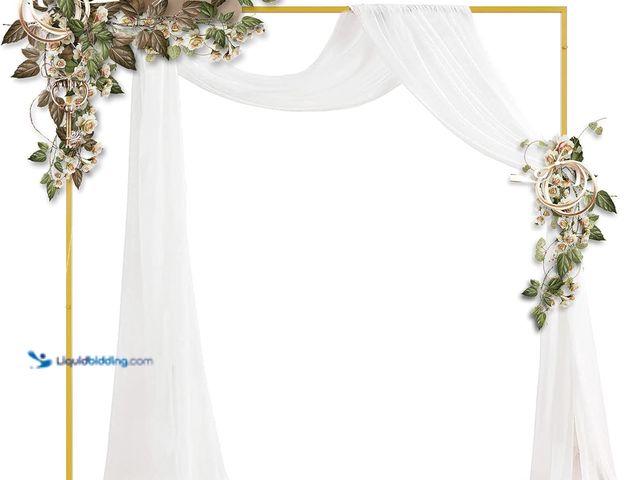 Lot 49-5410989 - Wedding Arch Backdrop Stand 6.5FT Heavy Duty Square Metal Frame - Adjustable Gold Photo Booth Décor....