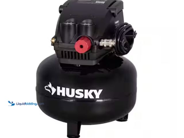 Lot 49-1575595 - Husky 3 Gal. 120 PSI Portable Electric Oil-Free Light Duty Pancake Air Compressor with Fold Down Han...