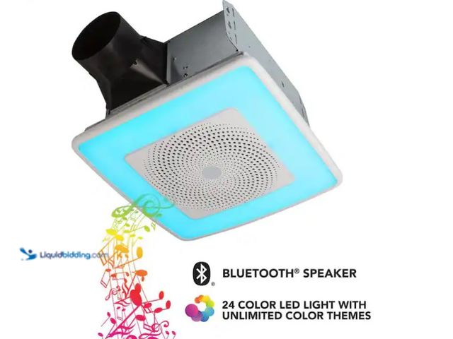 Lot 49-1571034 - Broan-NuTone Sensonic 80 CFM Ceiling Bathroom Exhaust Fan with Multi-Color LED and Bluetooth Speaker...