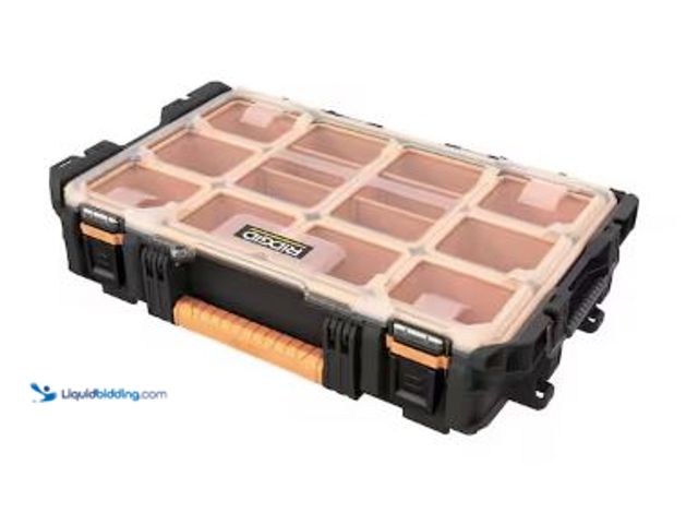 Lot 49-5436832 - RIDGID  Pro Gear System Gen 2.0 Stackable Durable Weather Resistant 10-Compartment Small Parts Organ...