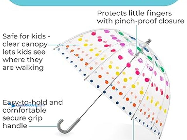Lot 49-5475645 - QTY 12 - totes Kids Clear Lightweight Dome Canopy Bubble Umbrella with Wind and Rain Protection. Mod...