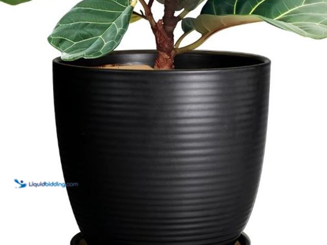 Lot 49-5436446 - 12 Inch Pots for Plants - Ceramic Planter Pot, Large Flower Pot with Drainage Hole and Saucer for Ho...