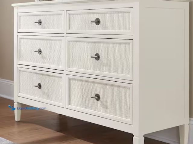 Lot 49-1594040 - Home Decorators Collection Marsden Ivory 6-Drawers 54 in. Cane Dresser without Mirror, Model # 05.63...