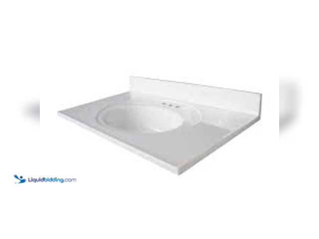 Lot 49-5415292 - Glacier Bay Newport 37 in. W x 22 in. D Cultured Marble White Round Single Sink Vanity Top in White....