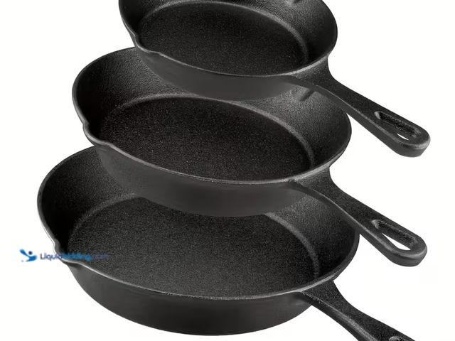 Lot 49-1816094 - 3 Pc. Set Cast Iron Skillets. Pre-seasoned, double side drip edge, new in factory sealed box.