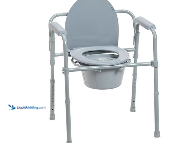 Lot 49-5551710 - Drive Medical Folding Bedside Commode, Adjustable Height, Supports 350 lb, Unused