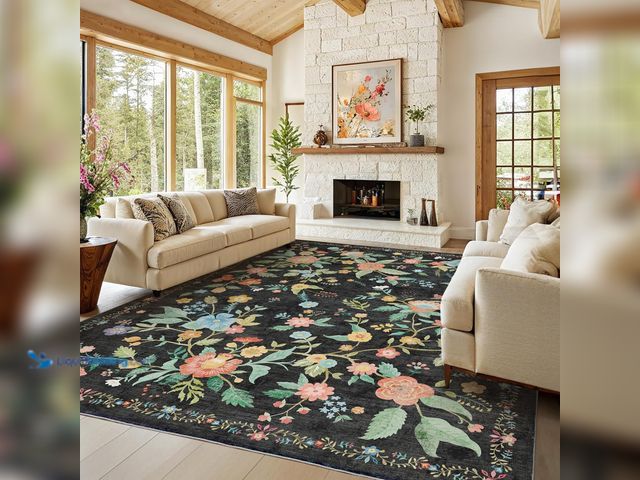 Lot 49-3528215 - Amada 9ft 1/2" x 8ft. Area Rugs, Non-Slip & Low-Profile Large Area Rug with Reinforced Edge Binding,...