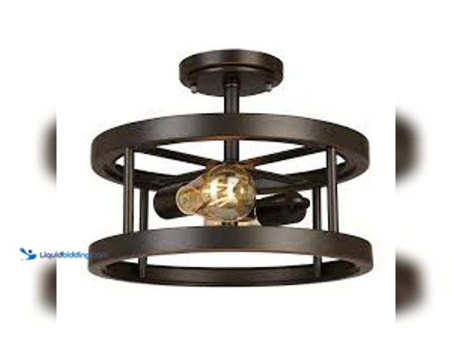 Lot 49-5415307 - Hampton Bay Moreland 13 in. 2-Light Oil-Rubbed Bronze Semi-Flush Mount. Model # JQI9282A. Unused.