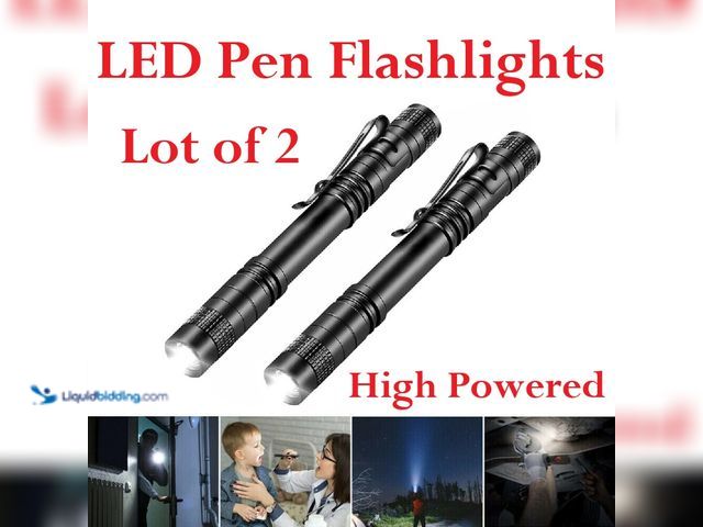 Lot 49-1616216 - Lot of 2 High Powered LED Pen Flashlights - NEW - Have extra light when and where you need it with t...