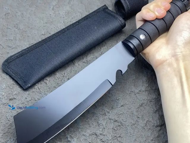 Lot 49-1816689 - New Black Tactical Fixed Blade Knife with Nylon Sheath