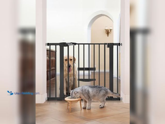 Lot 49-3564232 - Babelio New Version Baby Gate with Cat Door Adjustable, 29-40" Metal Pet Door for Stairs & Doorways,...