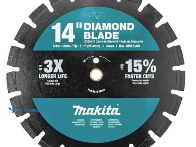 Lot 49-5436921 - Makita 14 in. Segmented Rim Dual Purpose Diamond Blade. Model # B-69674. Used.