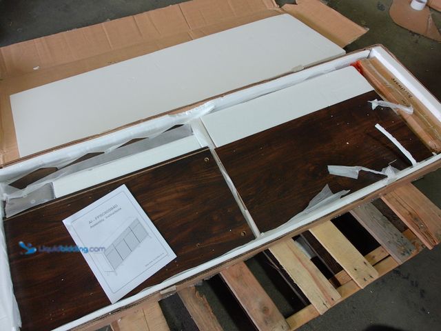 Lot 49-1553946 - Large Buffet Sideboard Cabinet with Storages, 60" Fluted Modern Buffet Table Coffee Bar Wine Bar Sto...