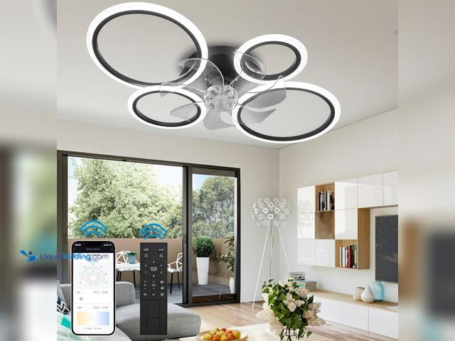 Lot 49-5435869 - LED Ceiling Fan with Lights Enclosed 20in Low Profile Ceiling Fan with Light for Kitchen,Bedroom,Din...