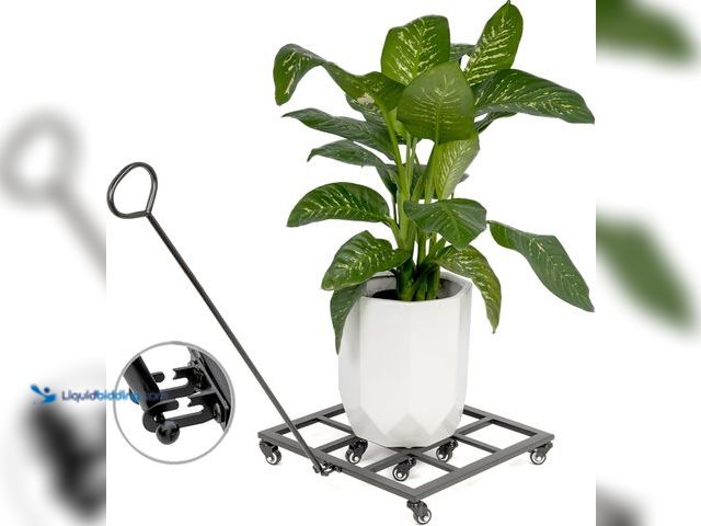 Lot 49-5435244 - 20-Inch Heavy Duty Plant Cart with Wheels - Indoor/Outdoor Metal Plant Stand with 8 Rolling Casters,...