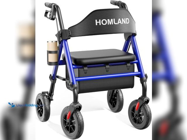 Lot 49-3528345 - HOMLAND Walkers for Seniors with Seat, Foldable Rollator Walker, Reinforced Aluminum Frame, 8" Big R...