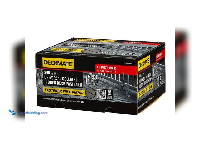 Lot 49-5412558 - Deckmate 360-Pack 200 sq ft. Black Collated Universal Hidden Deck Fasteners for Grooved Decking, Unu...