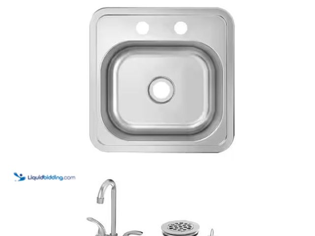 Lot 49-1576553 - Glacier Bay Pro 15 in. Drop-In Single Bowl 20-Gauge Stainless Steel Kitchen Sink with Faucet Model #...