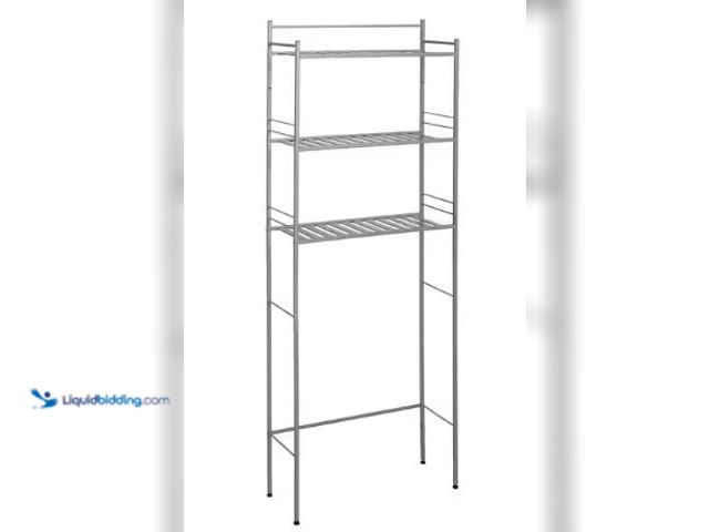 Lot 49-3615898 - Glacier Bay Slat Style 24 in. W x 9.5 in. D x 64.5 in. H Satin Nickel Over-the-Toilet Storage, Model...