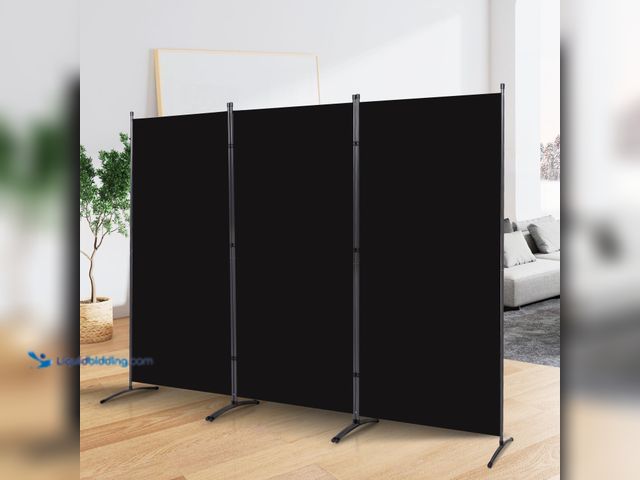 Lot 49-5552534 - 3 Panel Folding Room Divider, Sturdy Frame Freestanding Wall Divider | 102"Wx72"H Privacy Screen, Fo...