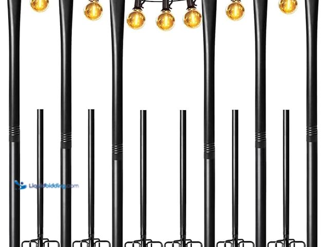 Lot 49-3430524 - (6-Pack) String Light Poles for Outside, Heavy-Duty Metal Light Poles for Outdoor String Lights with...