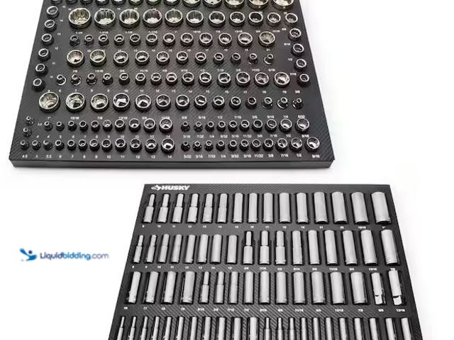 Lot 49-3539758 - Husky
1/4 in., 3/8 in., and 1/2 in. Drive Socket Set in EVA Foam Tray (200-Piece) Internet # 327447...