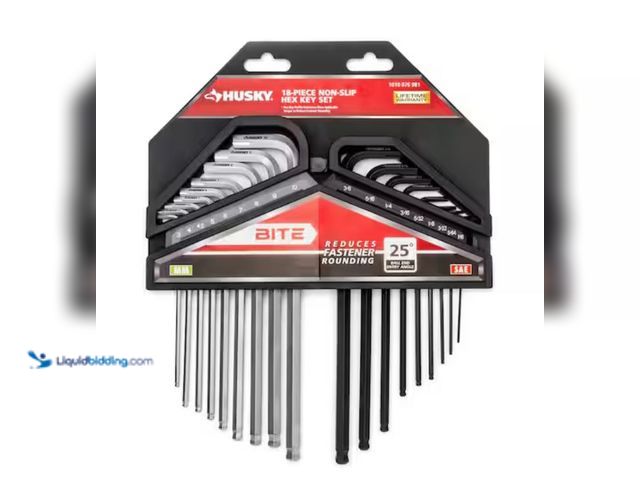 Lot 49-2005927 - (18-Piece) Husky BITE SAE/Metric Non-Slip Hex Key Set, Model # HBLAHK18, Unused, Has attachments.   ...